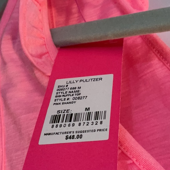 Pink Sleeveless Ruffle V-Neck Top - Picture 2 of 2